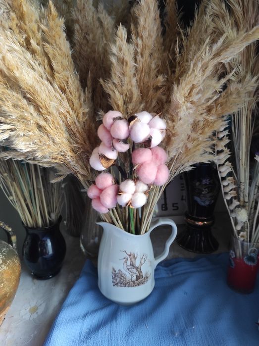 Бавовна  Натуральна  Лотос Рускус Сухоцвіти  Сухоцветы