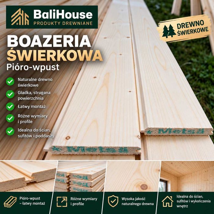 Deska elewacyjna imitacja bala półbal świerkowy naturalne drewno