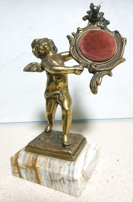 Lindissimo antigo suporte "anjo" de relógio de bolso em bronze