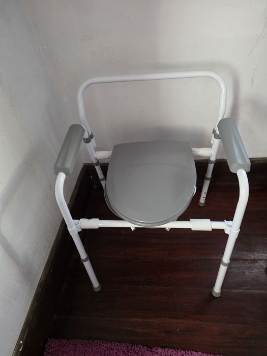 Cadeira sanitaria com braços dobrável