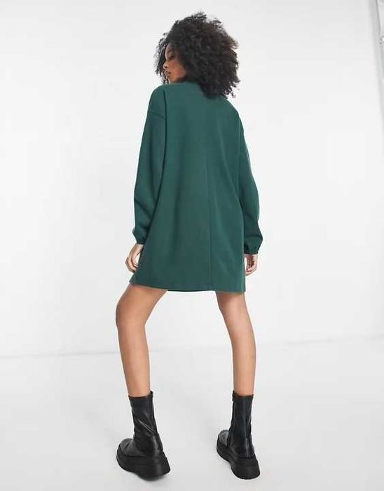 Asos Zielona Sukienka Dzianinowa Sweter Choker Boho Retro Oversize