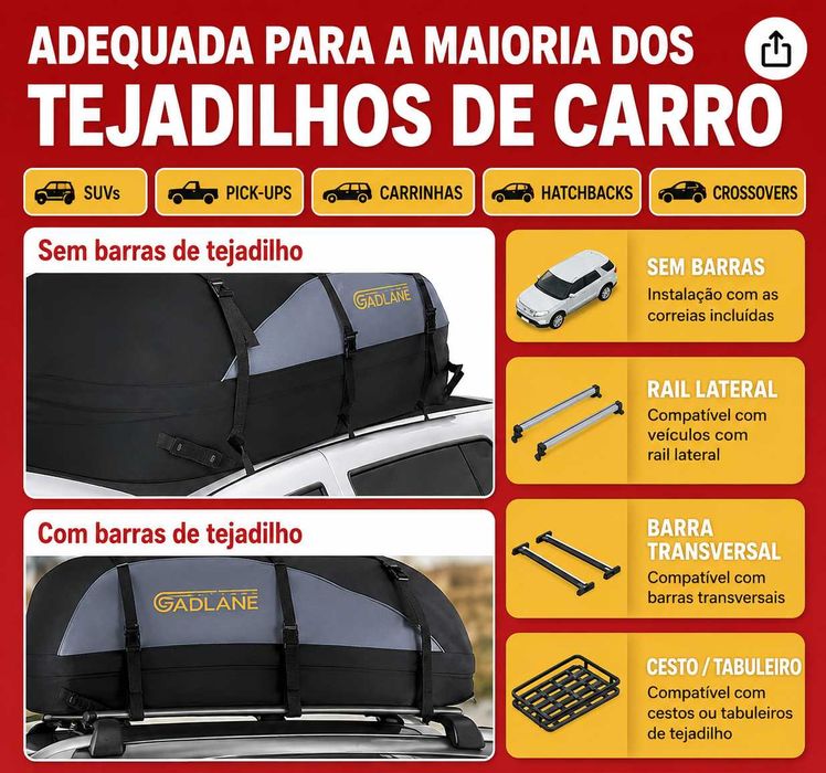 [Oportunidade] Bolsa de Transporte de Carga para Tejadilho – 550L (20 Pés Cúbicos) | Impermeável | Nova