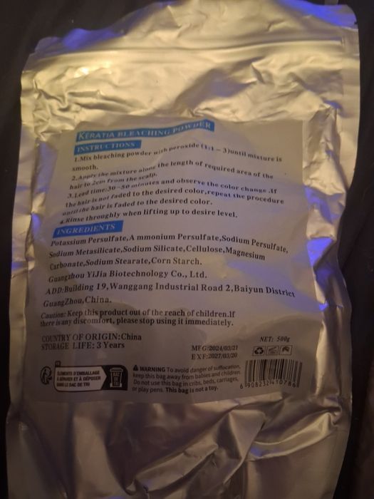 Proszek niebieski rozjaśnianie włosów