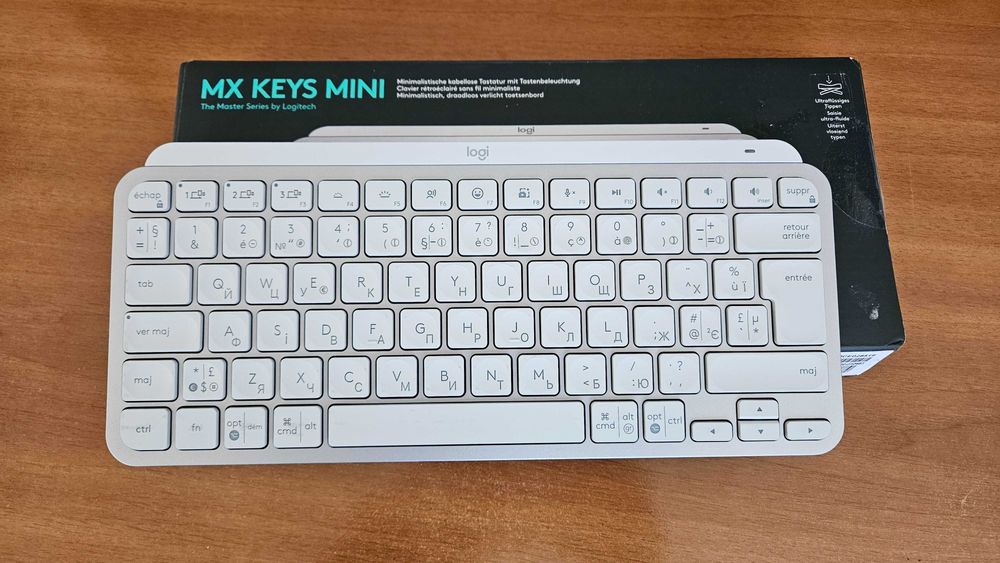 Клавіатура Logitech MX Keys Mini Pale Grey (українська розкладка) біла