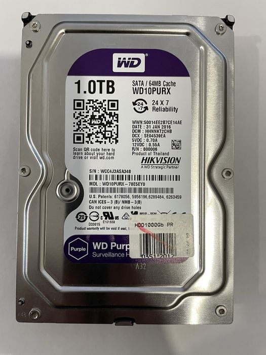 Жорсткий диск Western Digital (WD) Purple WD10PURX-78E5EYO