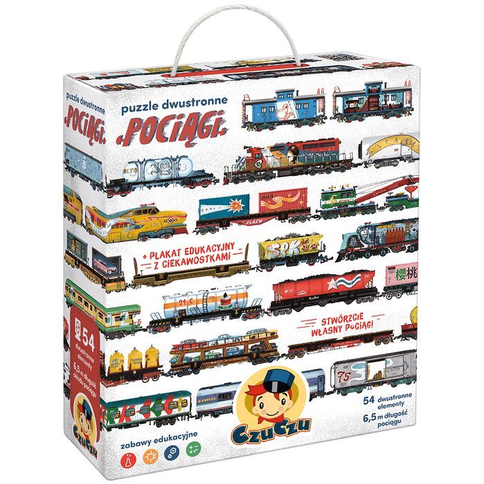 Puzzle 54 Dwustronne Pociągi Czuczu Bright Junior Media Justyna Han