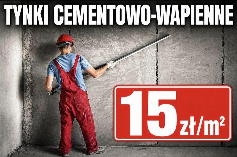 Tynki cementowo wapienne 15zl/m2