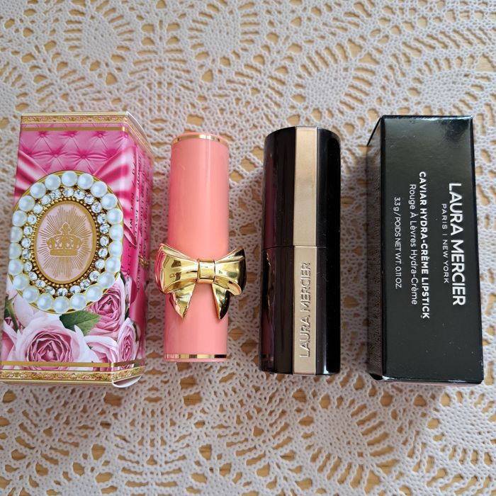 Pat Mcgrath Venusian Peach Laura Mercier 612 Park Ave pomadka szminka zestaw