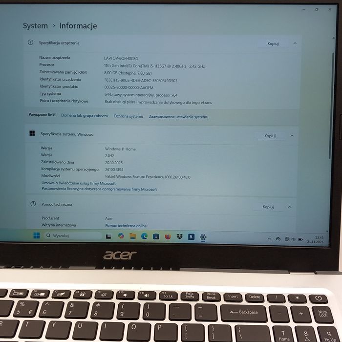 Laptop Acer Aspire 5 N20C6 Idealny