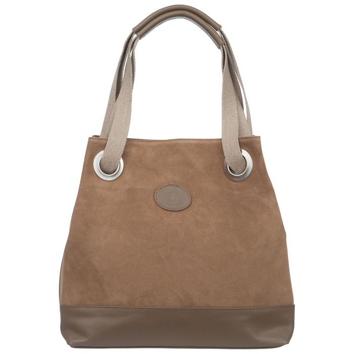 VERA PELLE torebka damska zamszowa shopper z rączkami V707 taupe