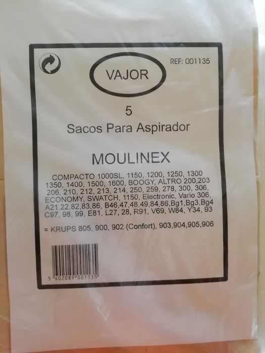 2 caixas de sacos para aspirador