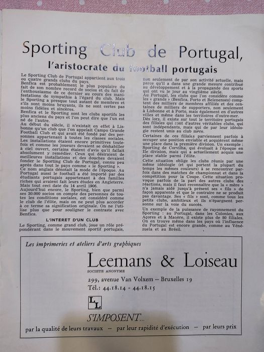 Programa Sporting MTK Budapeste final taça de taças 1964