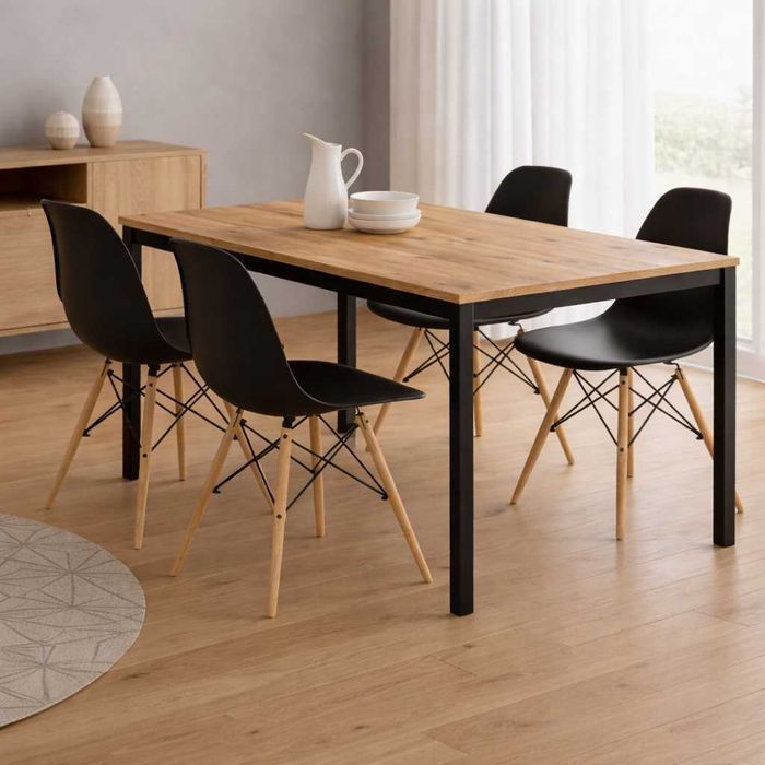 NOWY Stół z Krzesłami do Salonu Kuchni Jadalni Loft Drewniany OKAZJA!