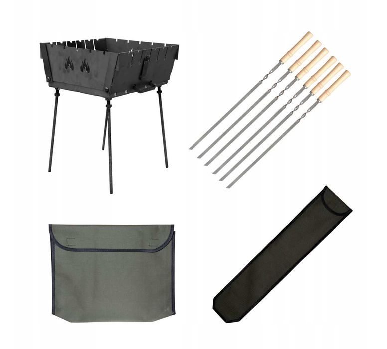 ZESTAW Turyst 2MM mangal + 6 szt. szampurów + pokrowce мангал
