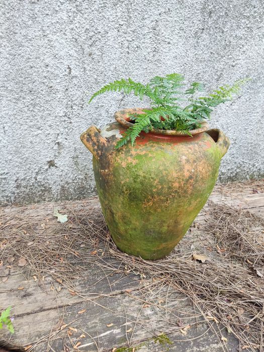 Vaso cerâmica rústico grande com asas laterais