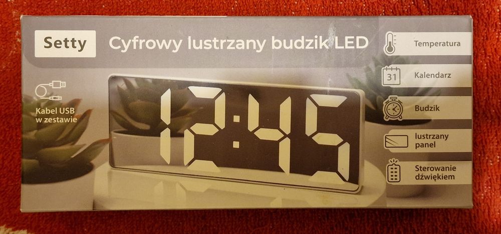 Budzik cyfrowy lustrzany led Setty nowy
