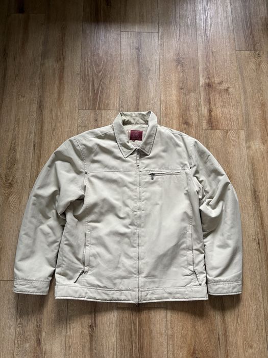 Beżowa kremowa kurtka wiosenna wiatrówka męska bez kaptura vintage XXL Forever Blue