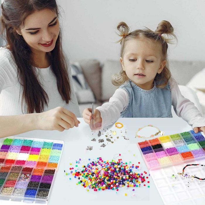 Kit missangas para fazer bijuteria 2mm 144 cores 65474 peças - NOVO