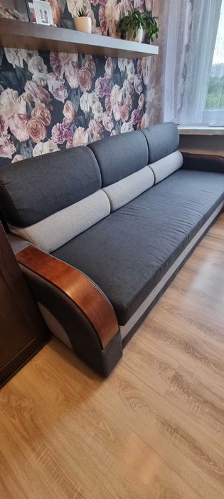 sofa rozkładana z pojemnikiem i bokami