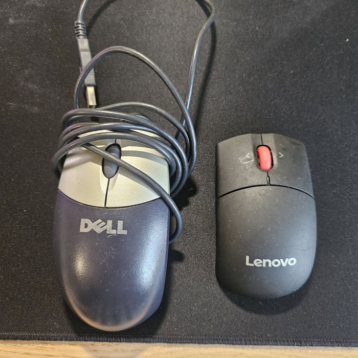Mysz Lenovo bezprzewodowa i Dell przewodowa