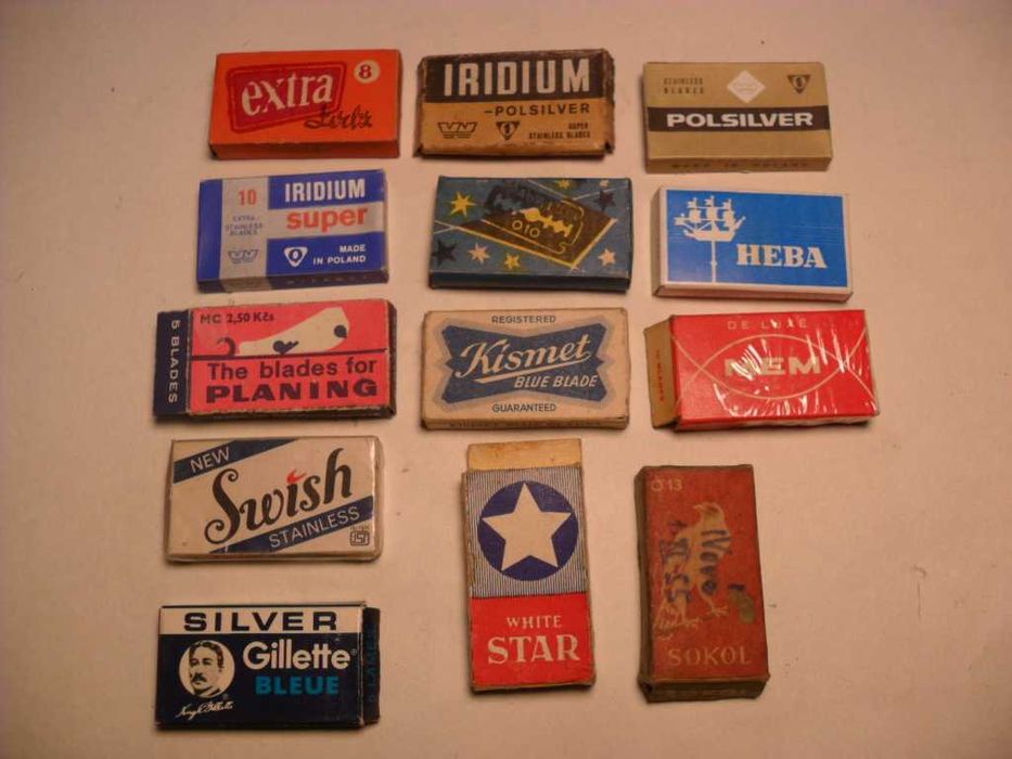 Stare opakowania po  żyletkach