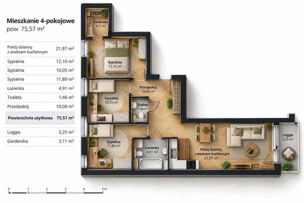 4 Pokoje | 75,57 M² | Garderoba | Gotowe Do Wprowadzenia