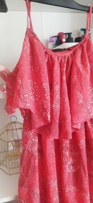 Koralowa sukienka maxi na ramiączkach , Atmosphere, rozmiar S