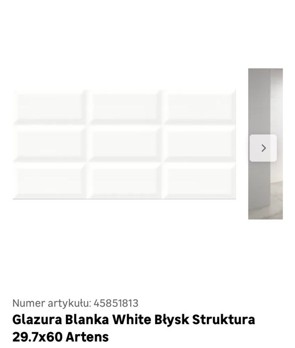 Plytki 1,25m2 Blanka White Błysk Struktura 29.7x60 cm Artens