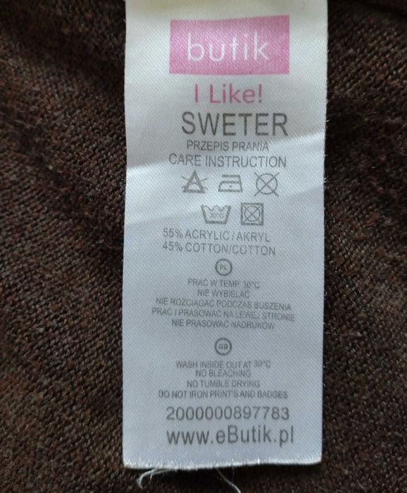 Brązowy sweterek, niezapinany