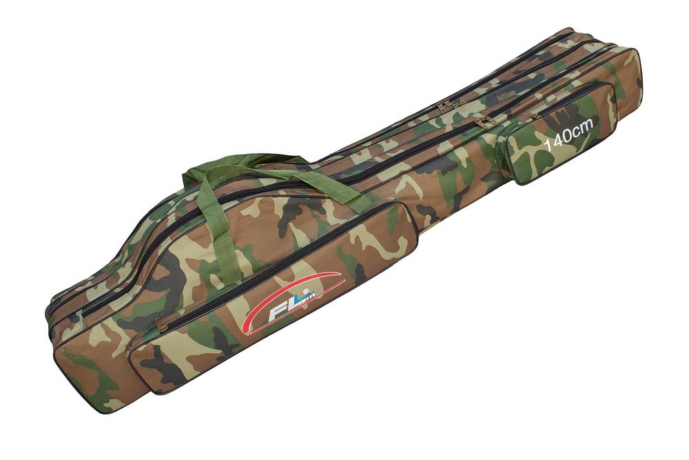 Usztywniany pokrowiec torba na wędki 140cm 3 komory kolor moro