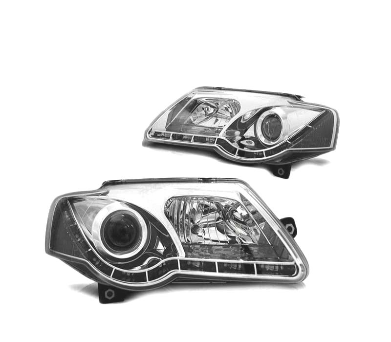 FARÓIS TRU DRL PARA VOLKSWAGEN VW PASSAT B6 3C 05-10 CROMADOS