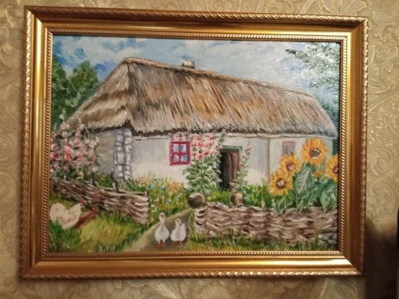 Картина "Дом", размер 40*30, холст, масло, имеется багет