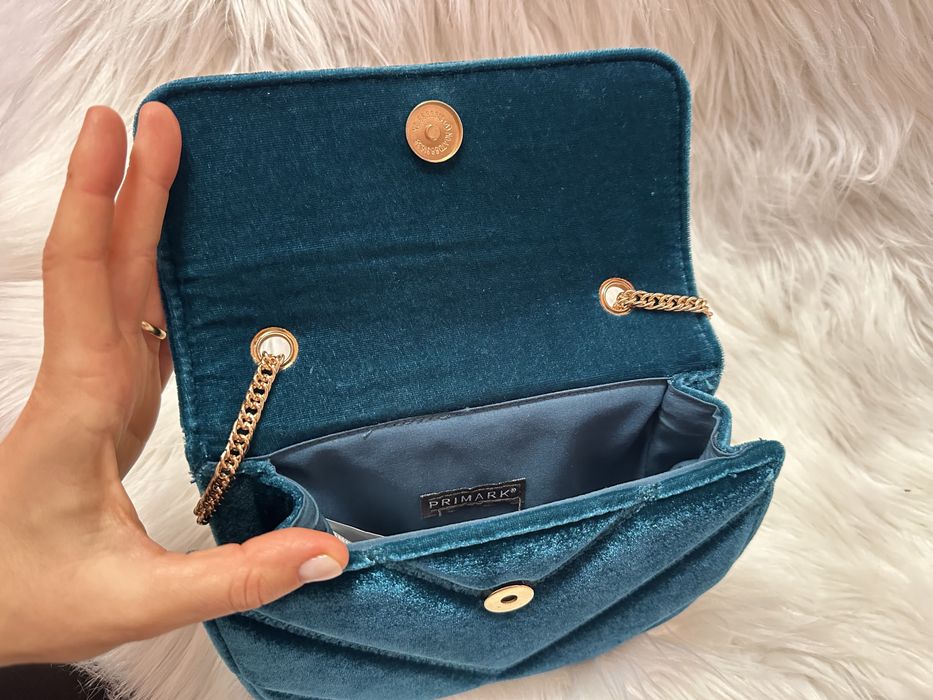 Mala em Veludo Azul Petroleo