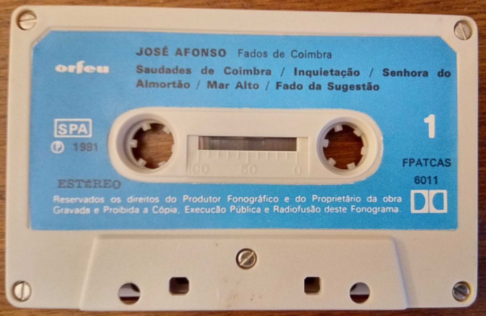José Afonso	- - - - -		Fados de Coimbra e Outras Canções	- - - - -	K7