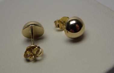 Złote kolczyki gładkie półkule 6 mm.