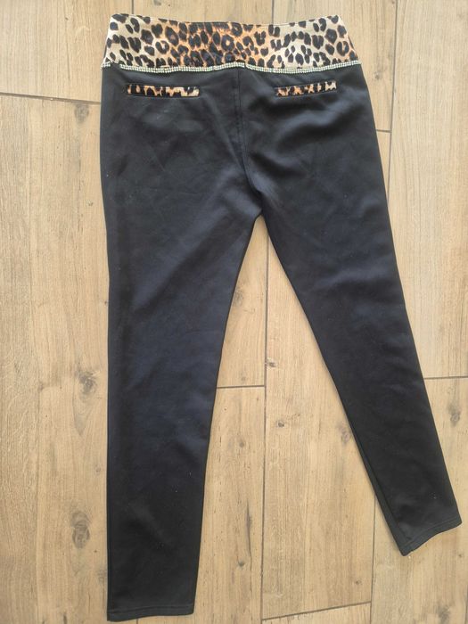 Spodnie czarne z panterką pants vintage coquette oldschool M