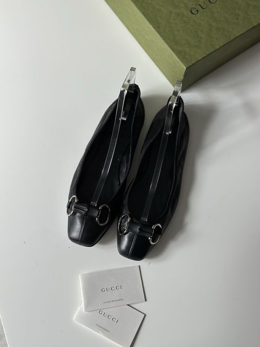 Baleriny Gucci, czarna skóra naturalna.
