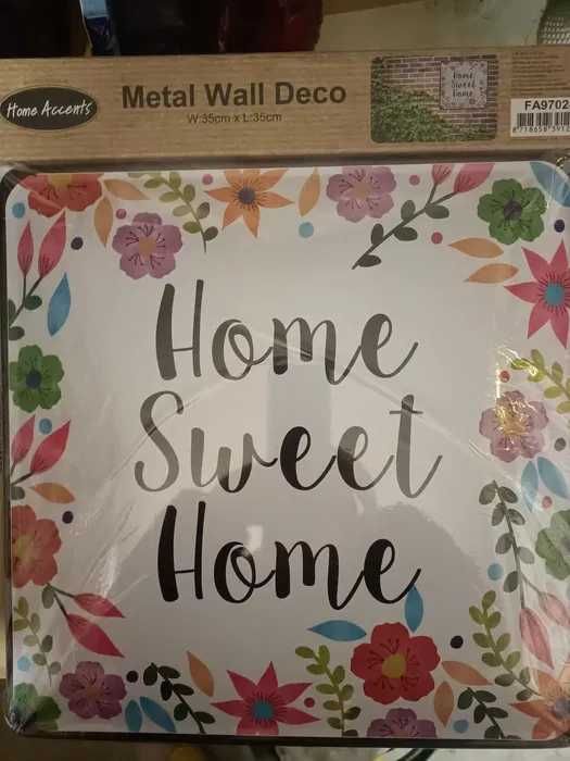 Home sweet home - Tabliczka dekoracyjna, metalowa.