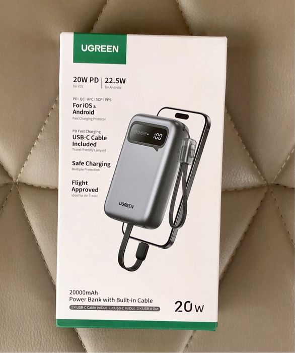 UGREEN Power Bank 20000мАг 22Вт. Компактний павербанк. Швидка зарядка
