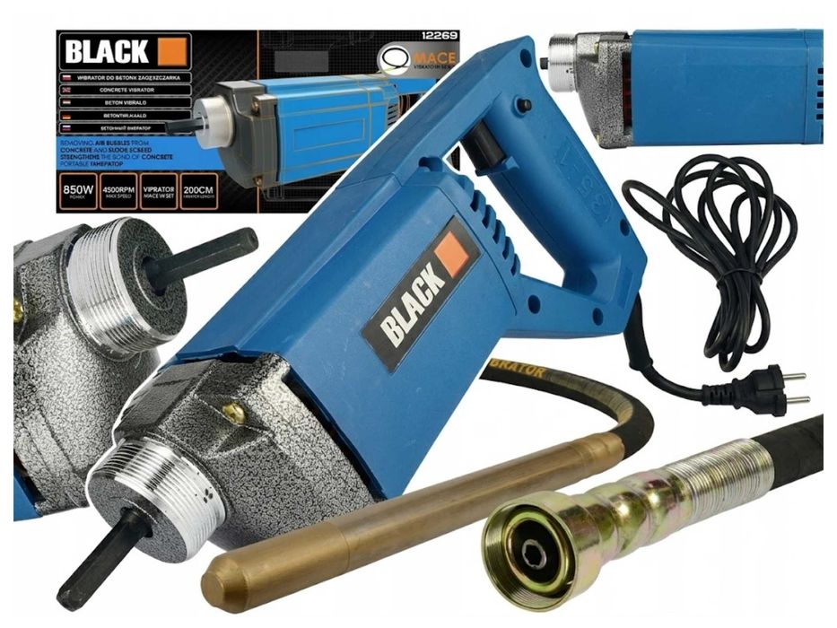 Wibrator Do Betonu Black 800W Bulawa 200cm Hartowany Wal Zagęszczarka
