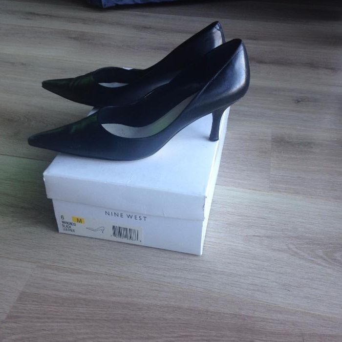 NINE WEST skórzane czarne szpilki rozm. 37 obcas 6 cm