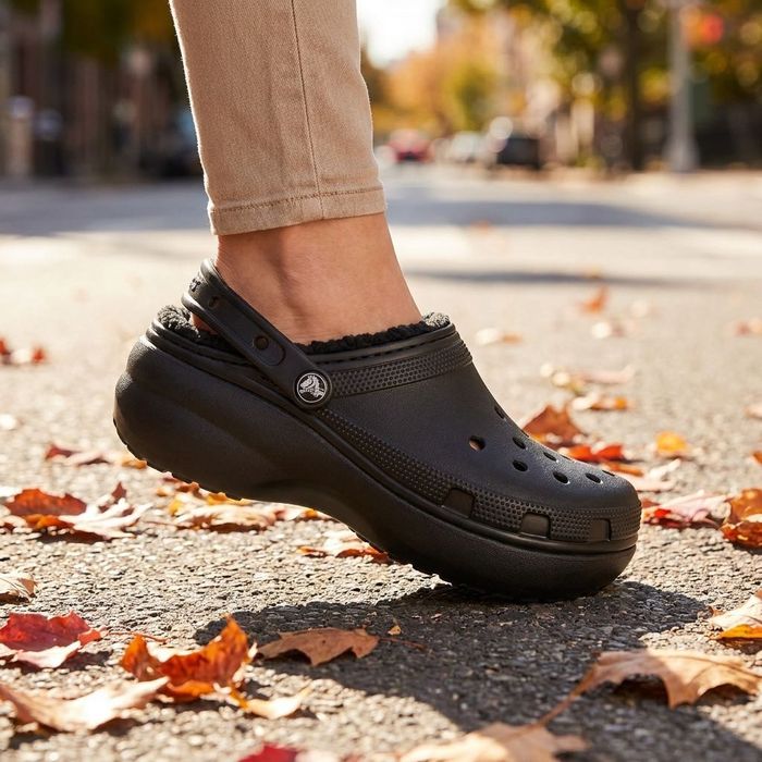 Женские Теплые кроксы Crocs Classic Platform Lined Black жіночі крокси