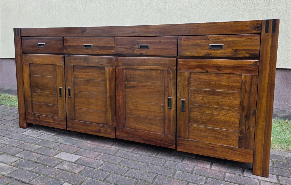 CIEKAWA 100% Lita Tekowa Komoda Kolonialna 4 Szuflady WYSYŁKA