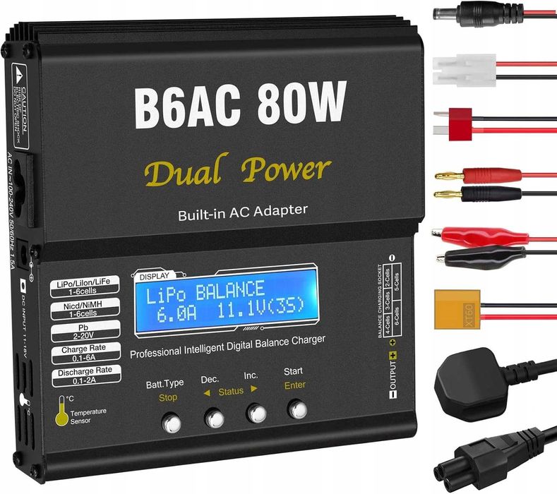 HTRC B6AC Ładowarka Balancer RC 80W 6A Akumulatorów LiPo Li-Ion LiFe