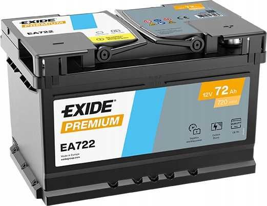 Akumulator EXIDE EA722 72AH 720A  12V