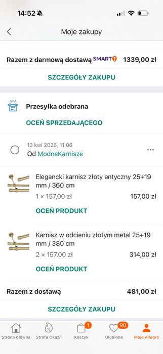 Sprzedam nowe karnisze podwójne antyczne zloto.