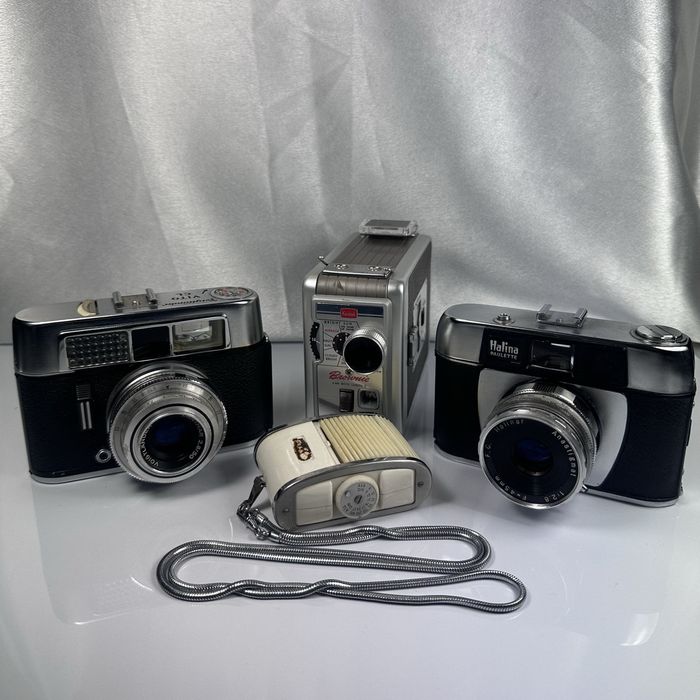 Zestaw vintage Voigtlander Halina Kodak + światłomierz