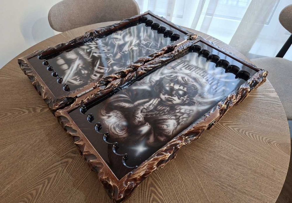 Backgammon artesanal com escorpião