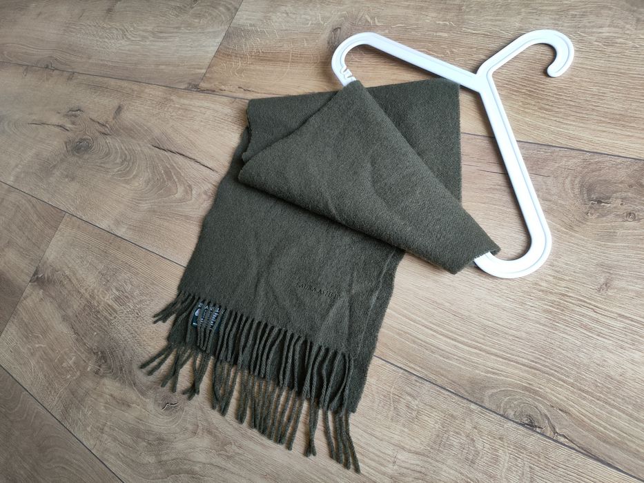 Szal szalik Laura Ashley zielony Pure New Wool 142cm x 30cm
