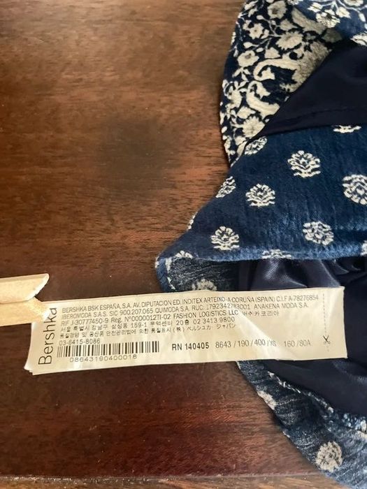 Macacão Calção Bershka Boho XS Azul & Branco